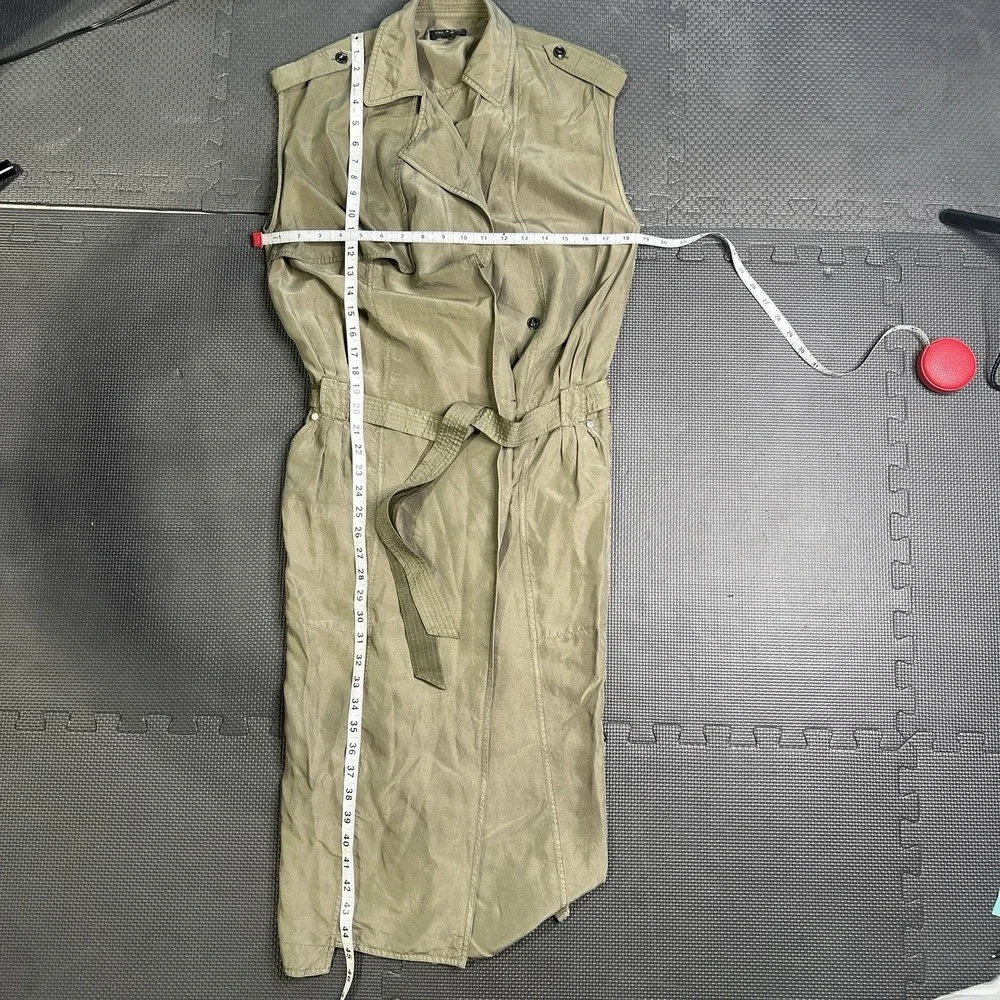 Rag & Bone New York‎ Women Sleeveless Trench Dress Olive Green Belted Utility Sm